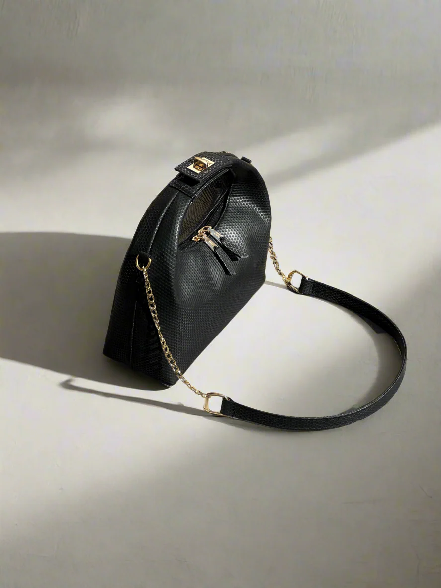 Vienna Top Handle Hobo Bag “Textured Black”
