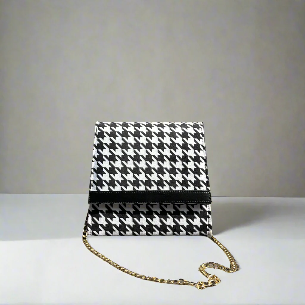 Houndstooth “Envelope” Crossbody Bag
