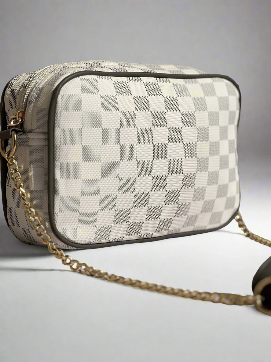 Checkered Crossbody Bag “Grey-White”
