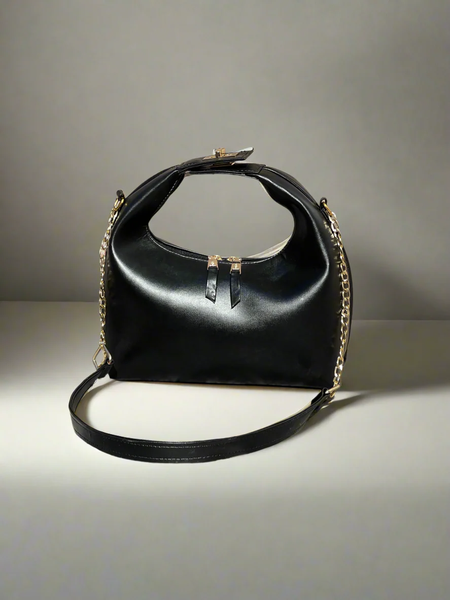 Vienna Top Handle Hobo Bag “Shiny Black”