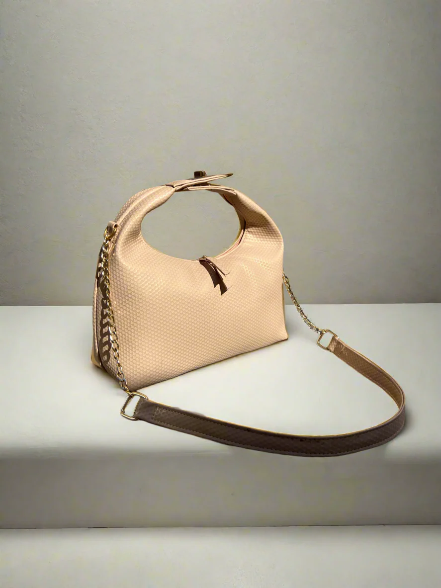 Vienna Top Handle Hobo Bag “Textured Beige”
