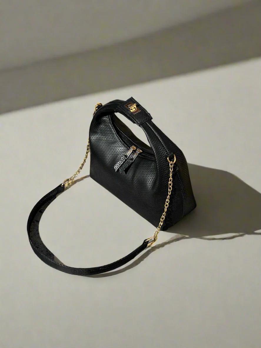Vienna Top Handle Hobo Bag “Textured Black”