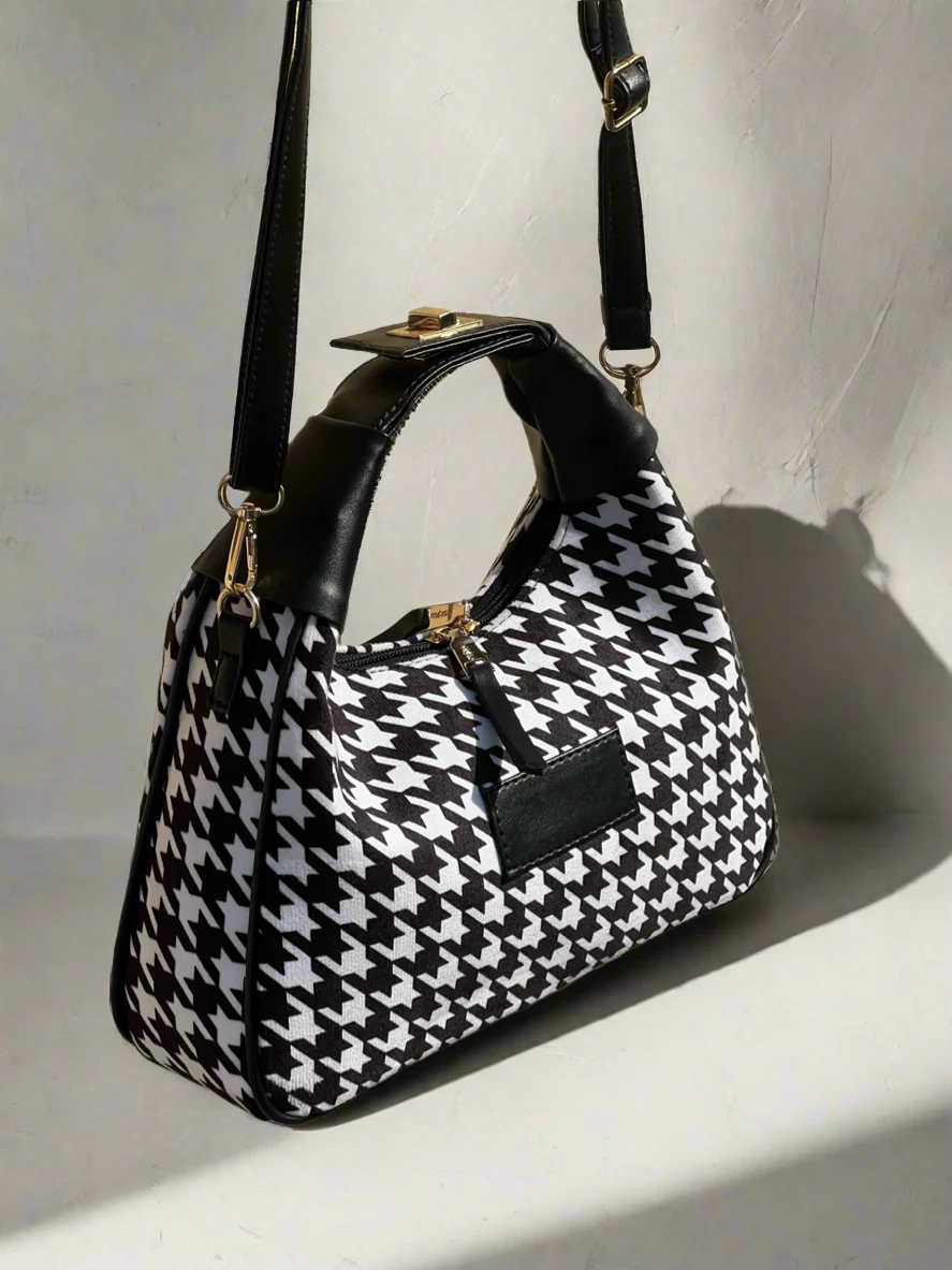 Houndstooth Minaudiere Shoulder Bag