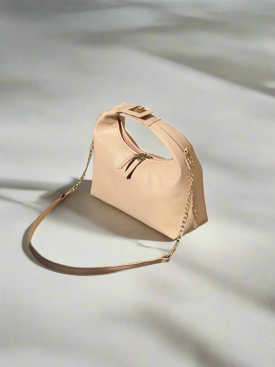 Vienna Top Handle Hobo Bag “Textured Beige”