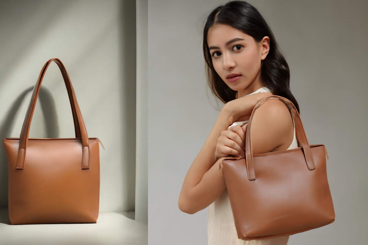Classic Brown Leather Tote Bag