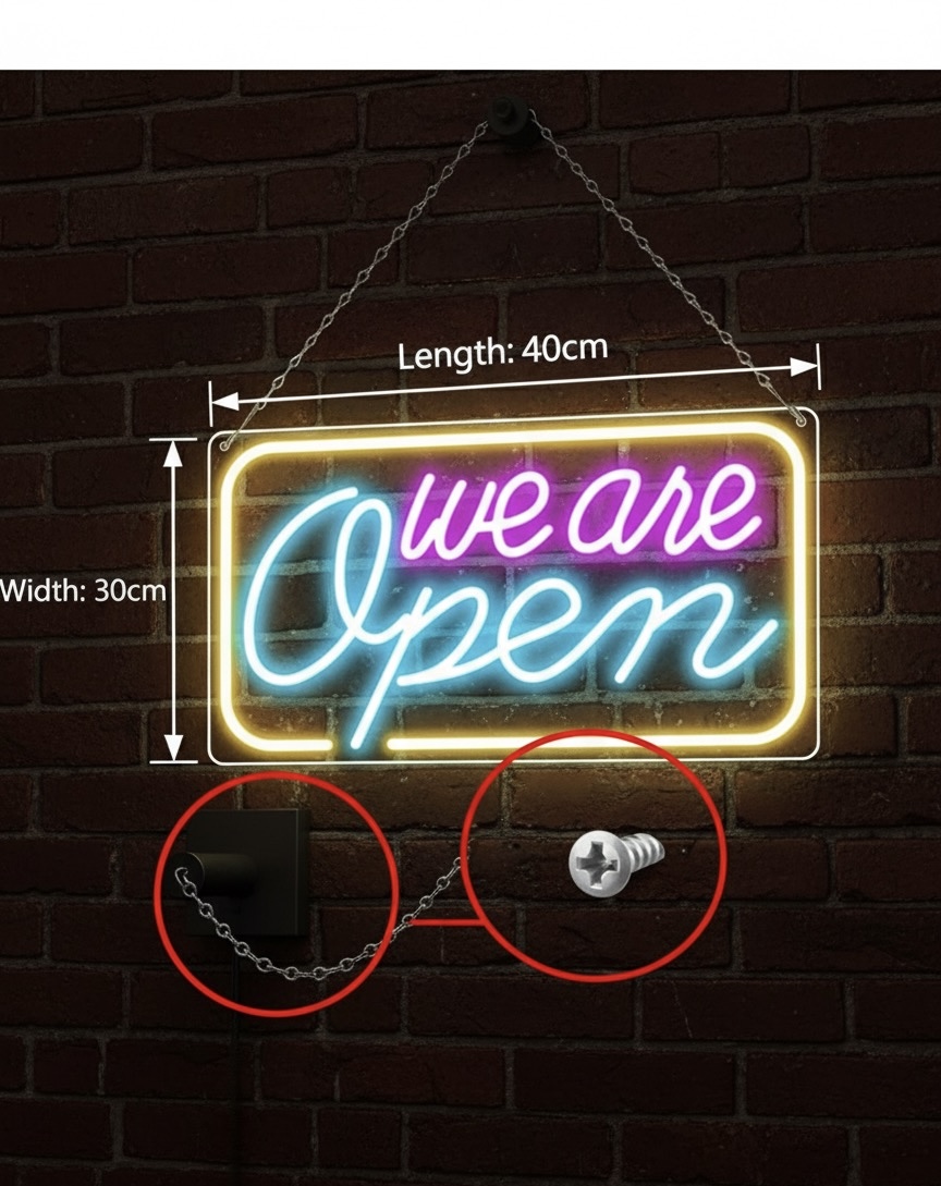 Neon LED 'We Are Open' Sign