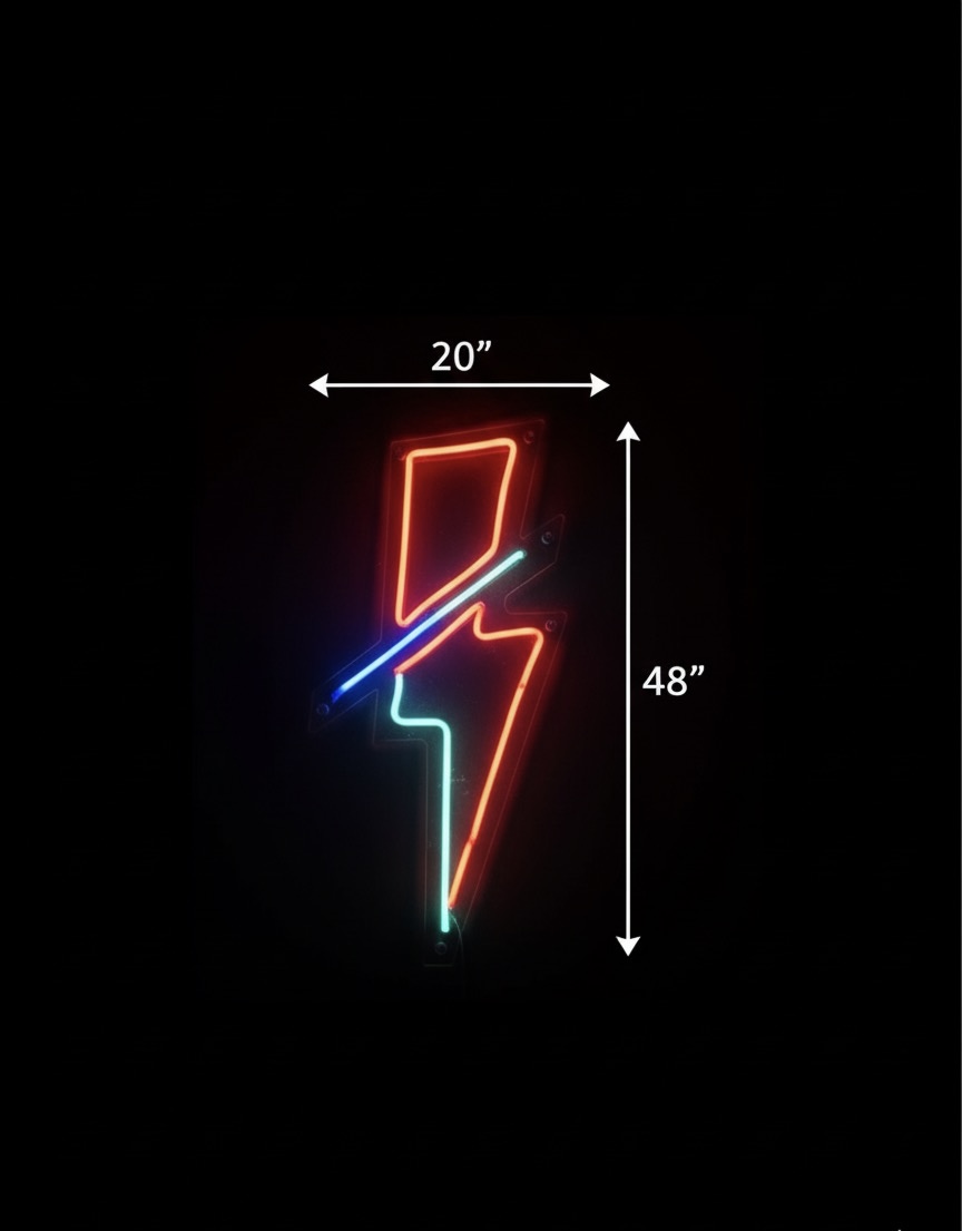Neon Lightning Bolt Sign