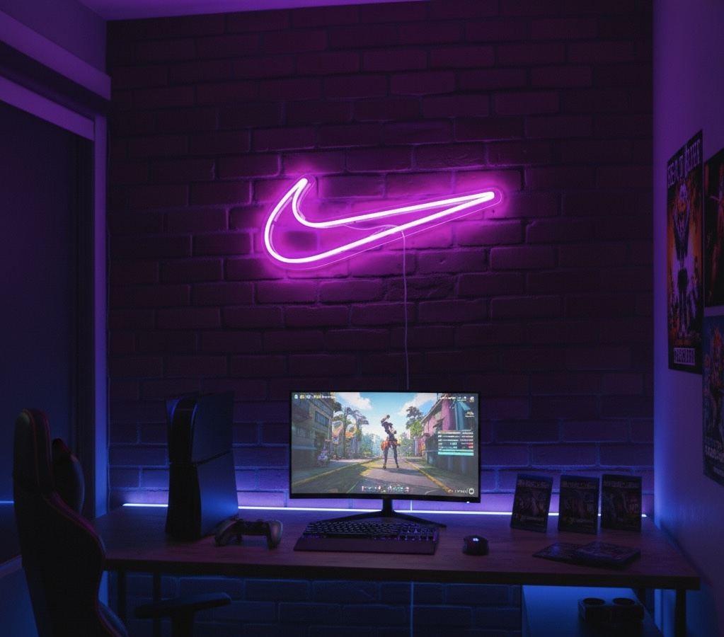 Neon Nike Swoosh Sign