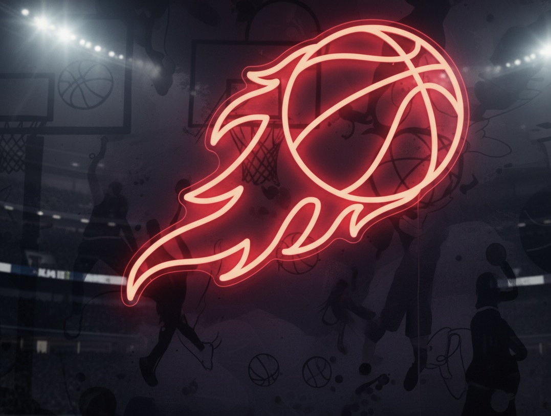 Basketball Flame Neon Sign