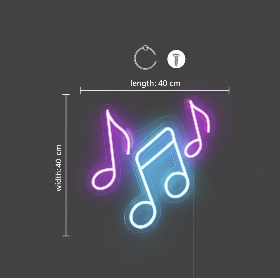 Neon Music Note Wall Light