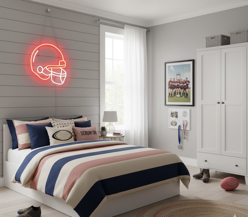 Neon Football Helmet Sign