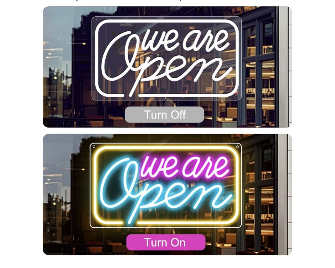 Neon LED 'We Are Open' Sign