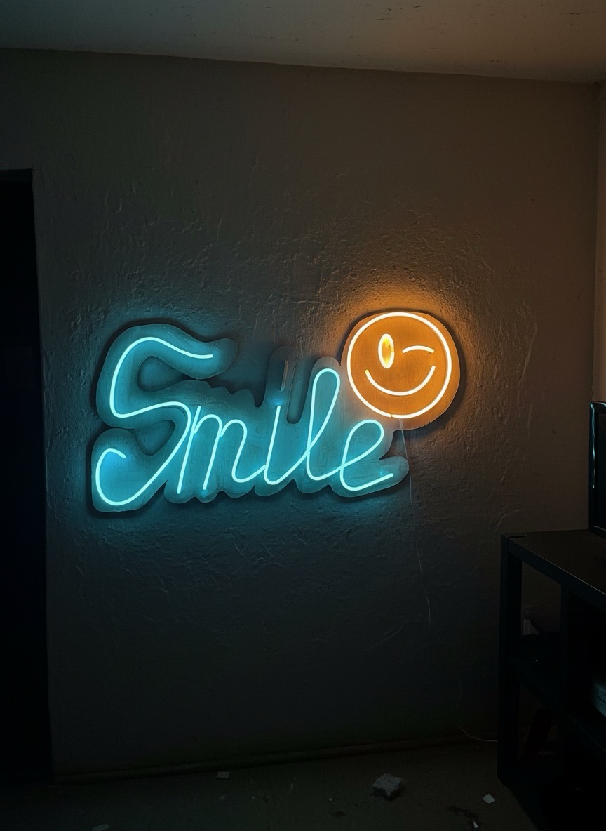 Neon “Smile😉” sign 