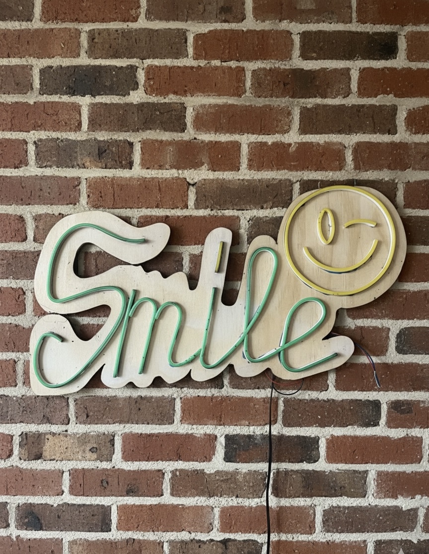 Neon “Smile😉” sign 
