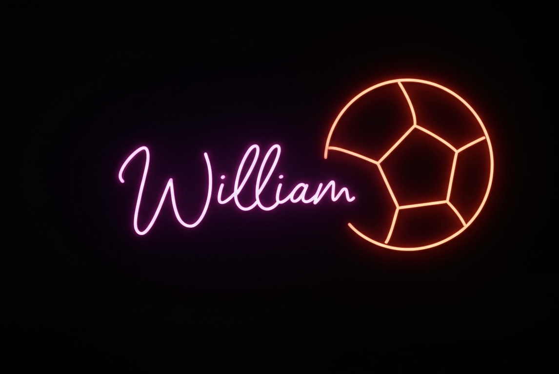 Personalized Neon Wall Sign with Soccer Ball and Name