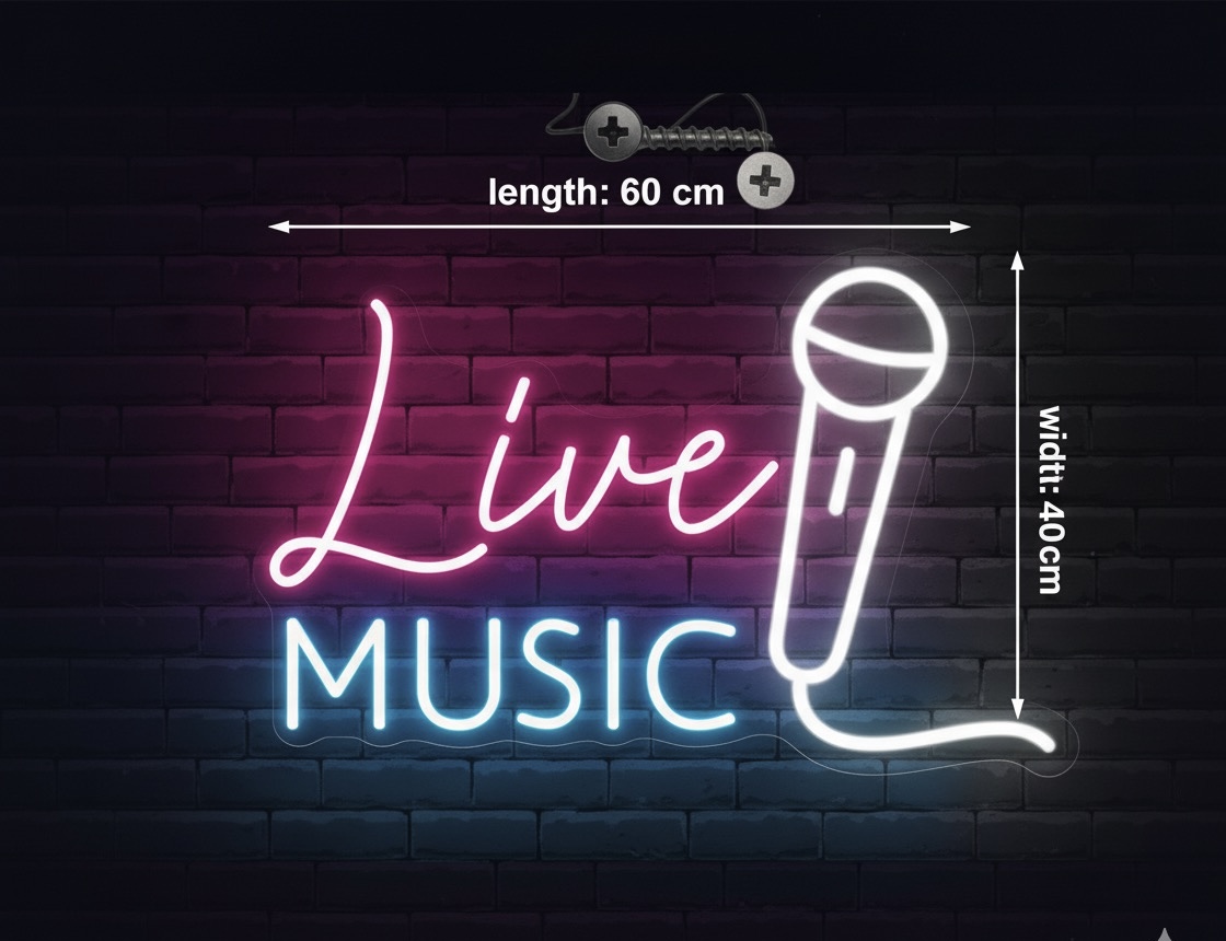Neon Live Music Sign