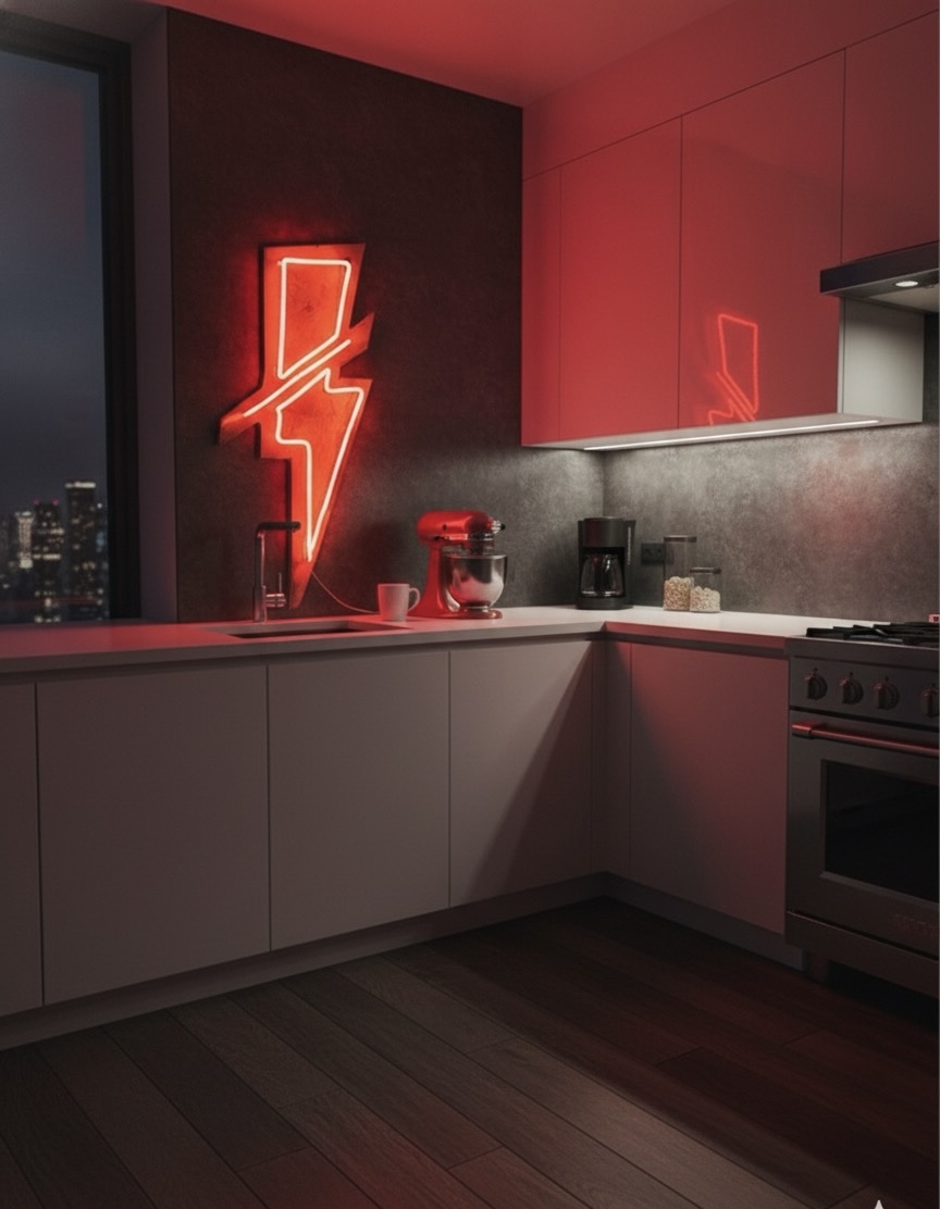 Neon Lightning Bolt Sign