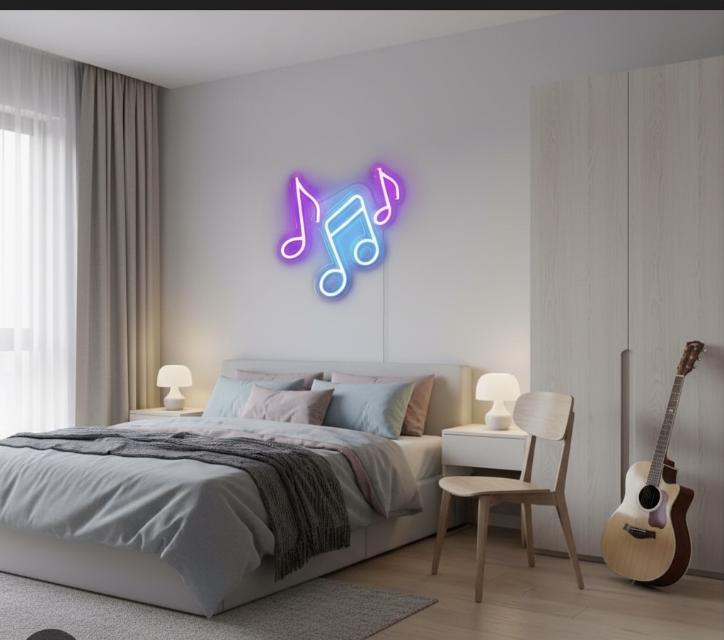 Neon Music Note Wall Light