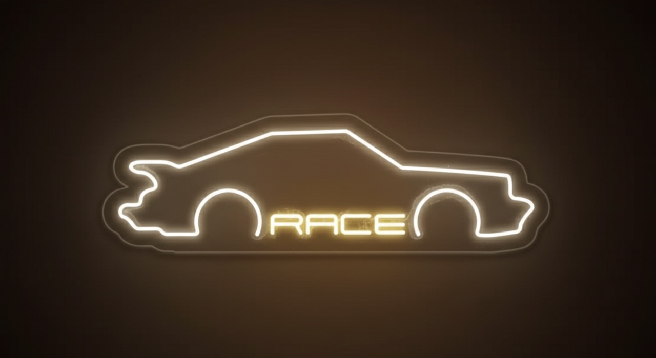 Neon Race Car Sign