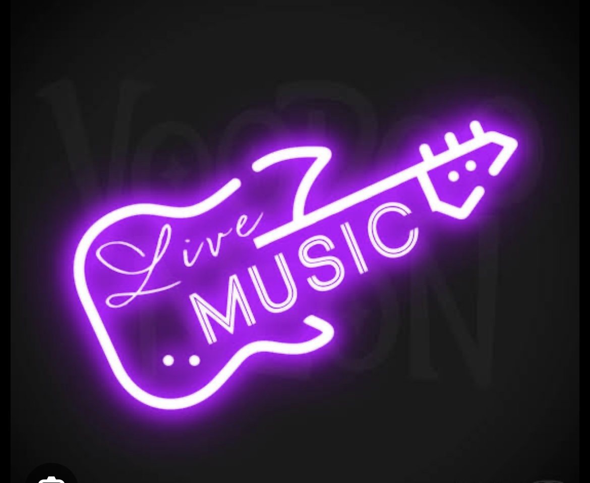 Neon Guitar Live Music Sign