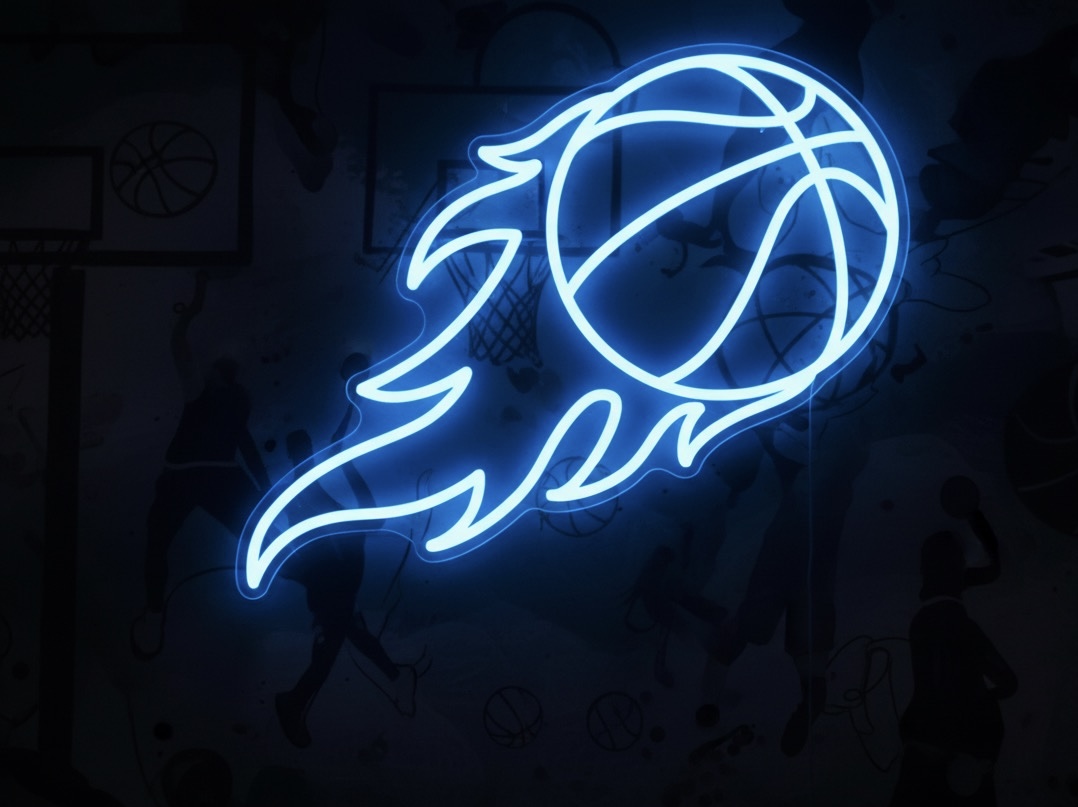 Basketball Flame Neon Sign