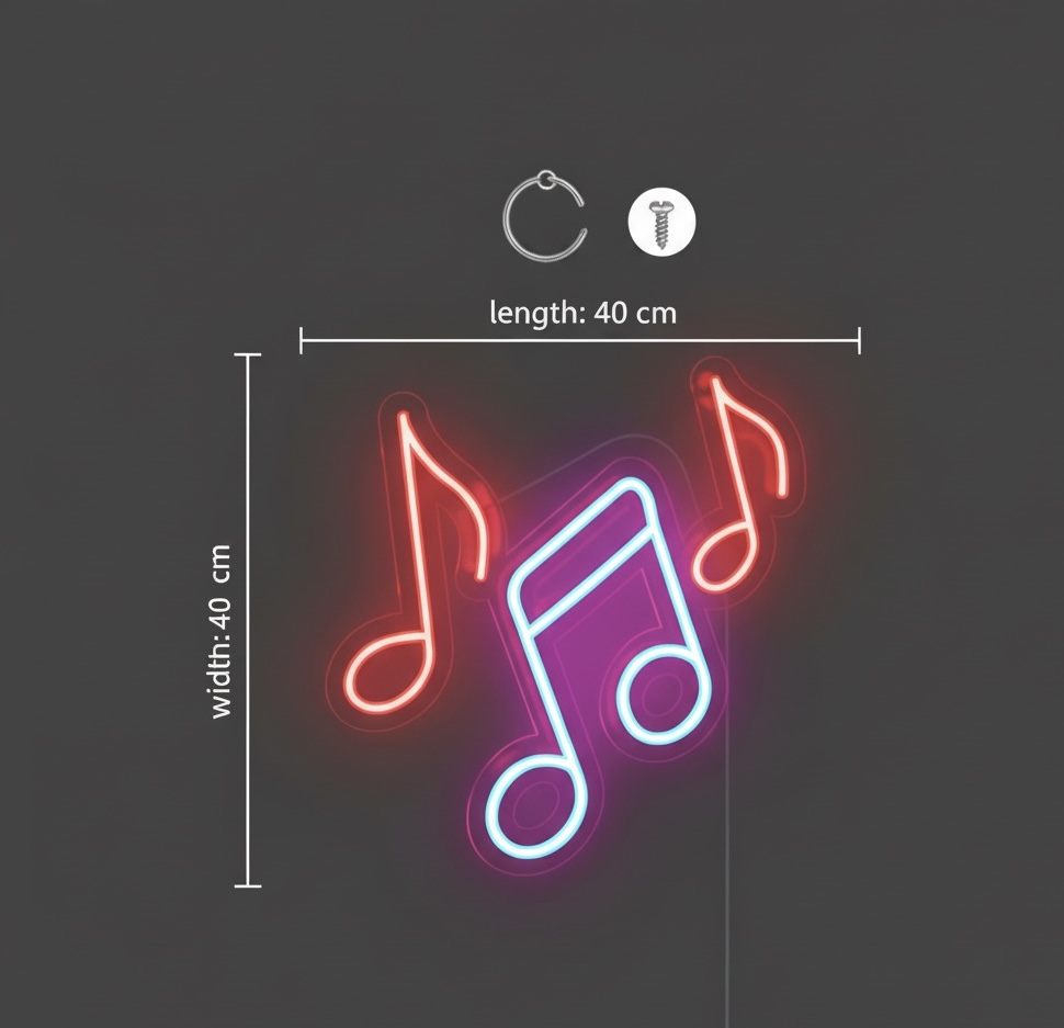 Neon Music Note Wall Light