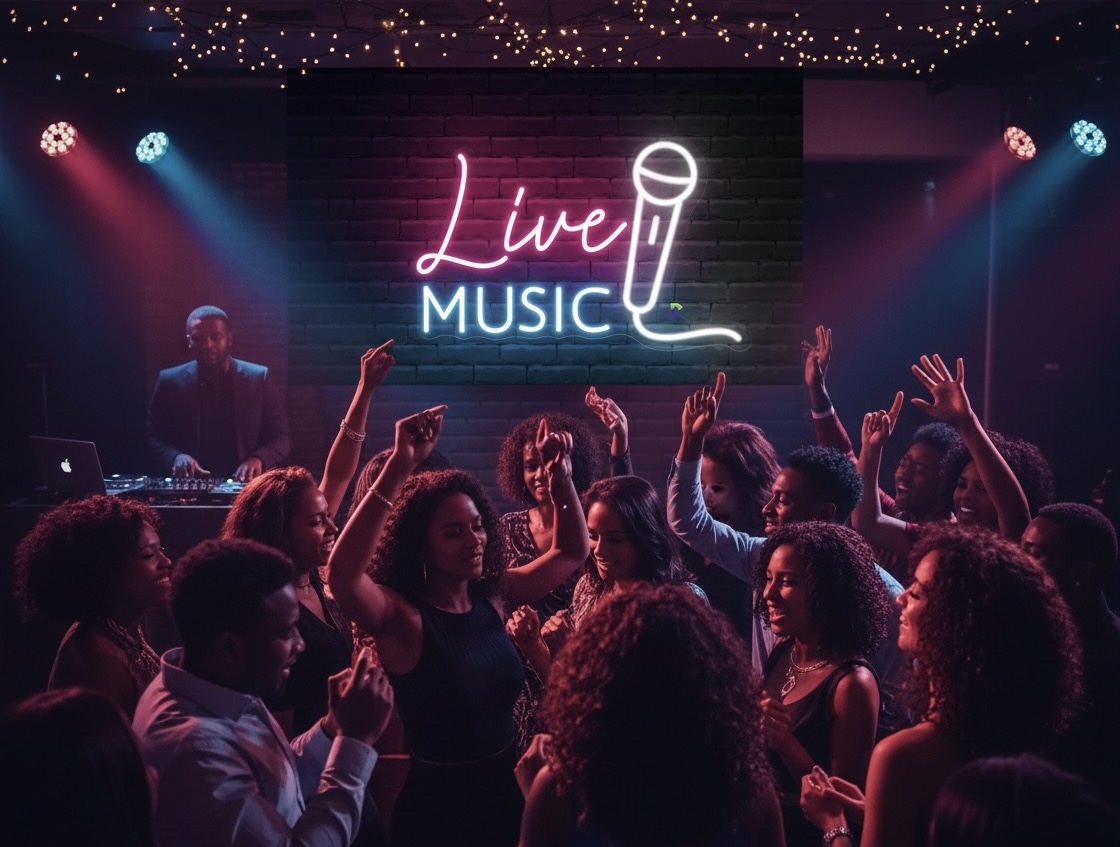 Neon Live Music Sign