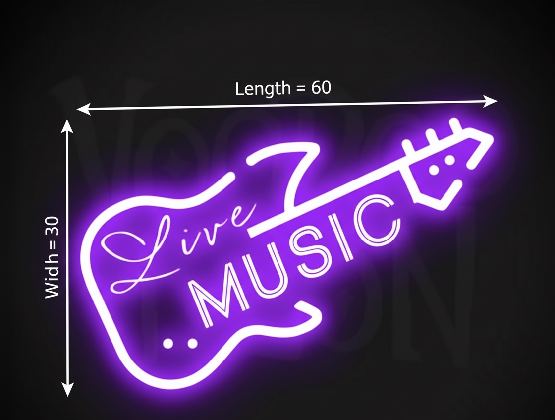 Neon Guitar Live Music Sign