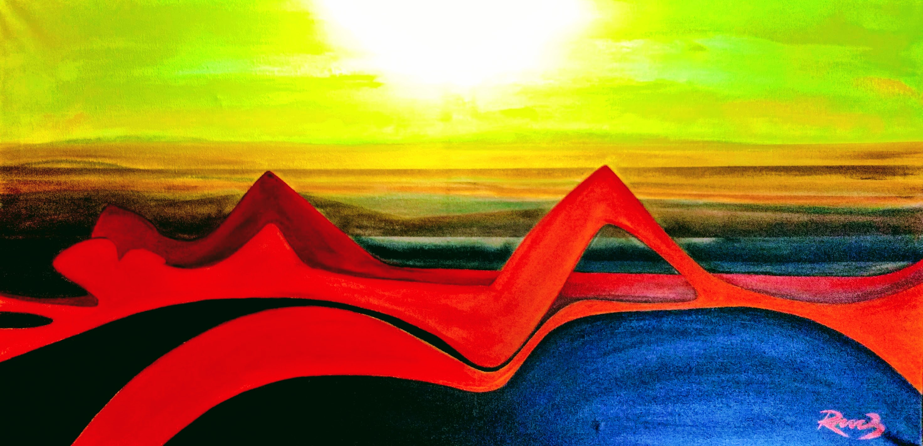 Abstract Mountain Landscape Painting