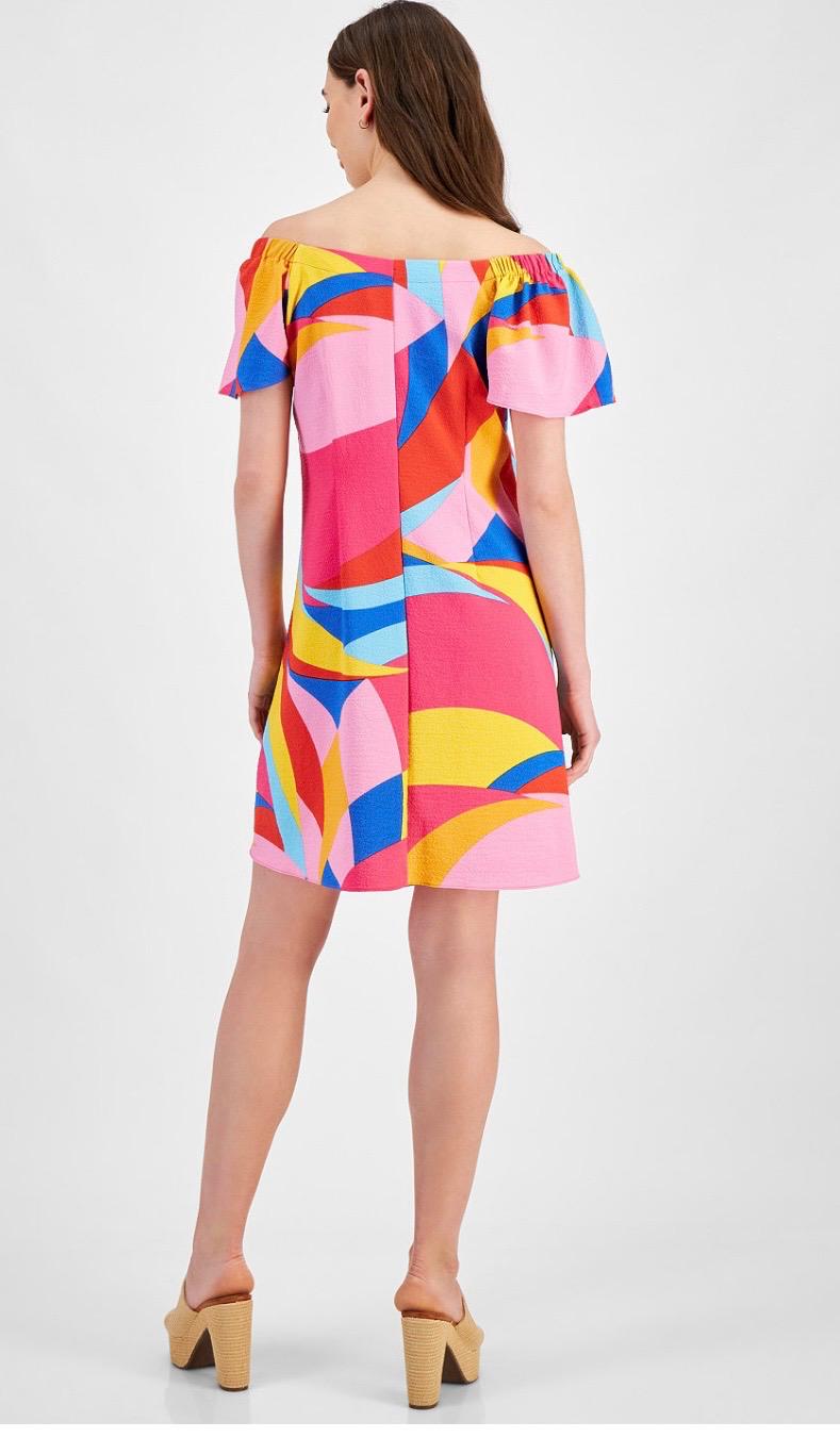 Vestido colorido de manga corta para mujer