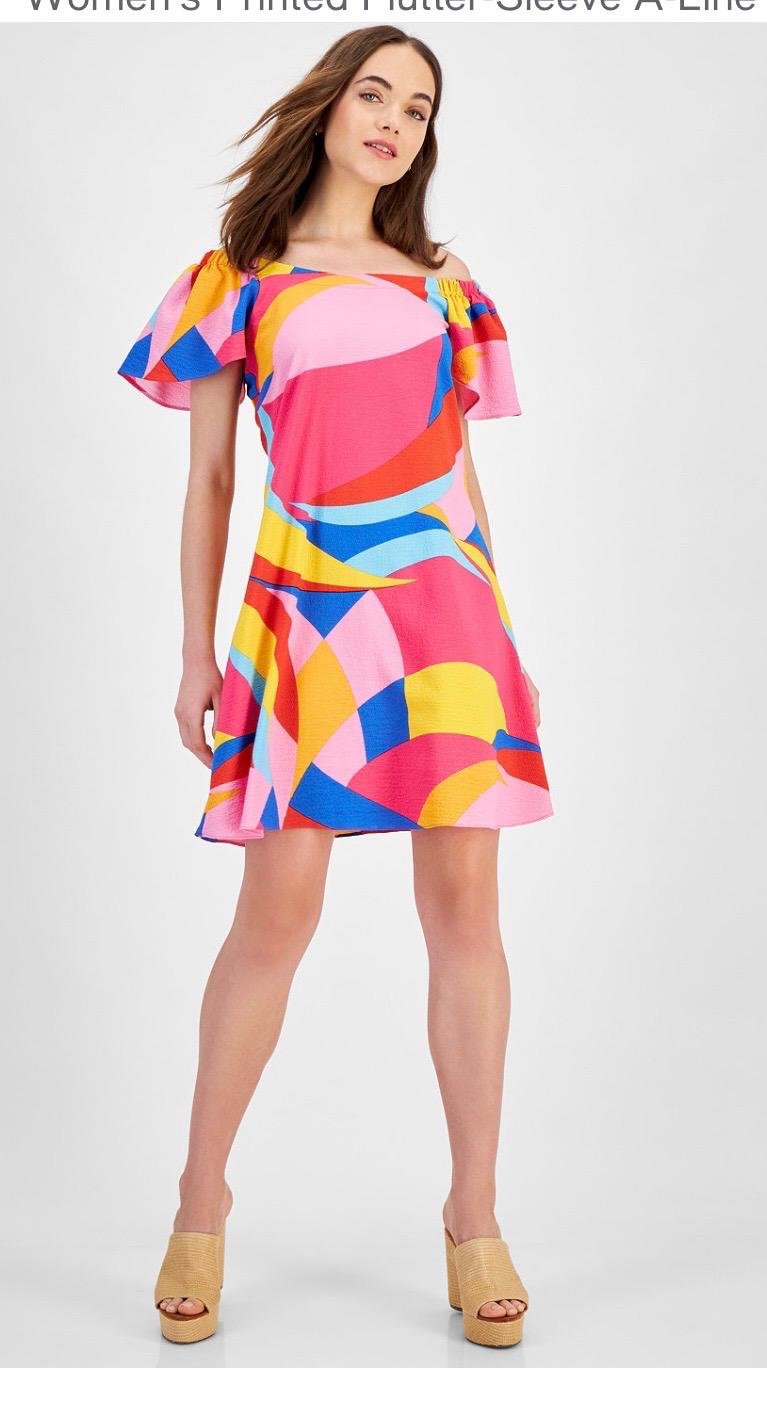 Vestido colorido de manga corta para mujer