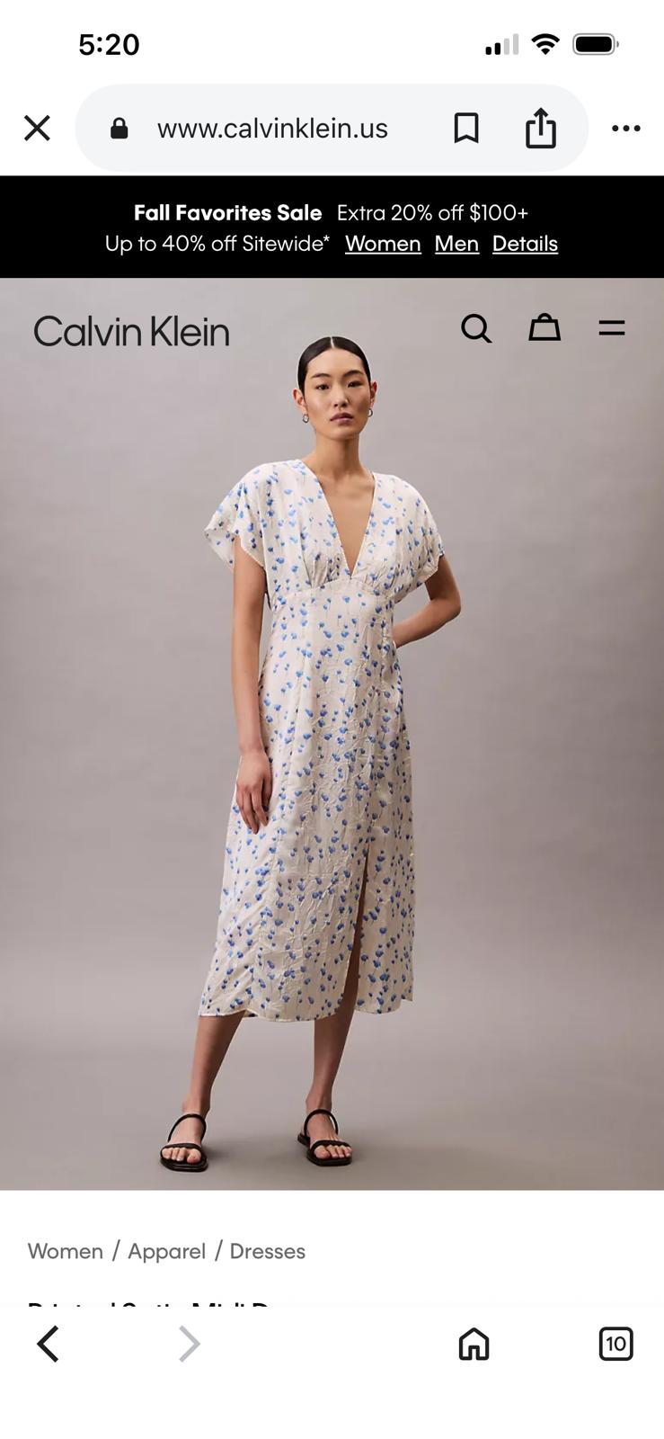 Vestido midi de Satén Estampado Calvin Klein Calvin