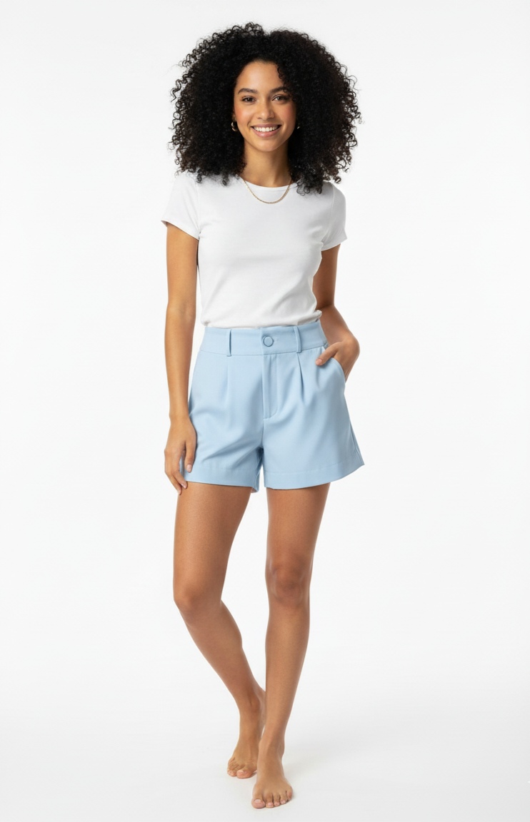 Shorts de alfaiataria azul