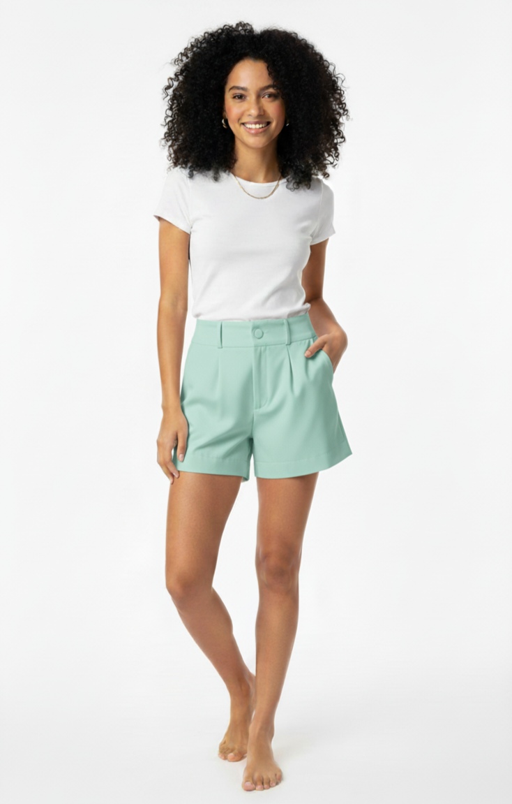 Shorts de alfaiataria verde 
