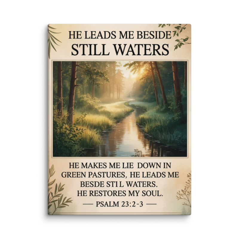 He Leads Me Beside Still Waters Canvas