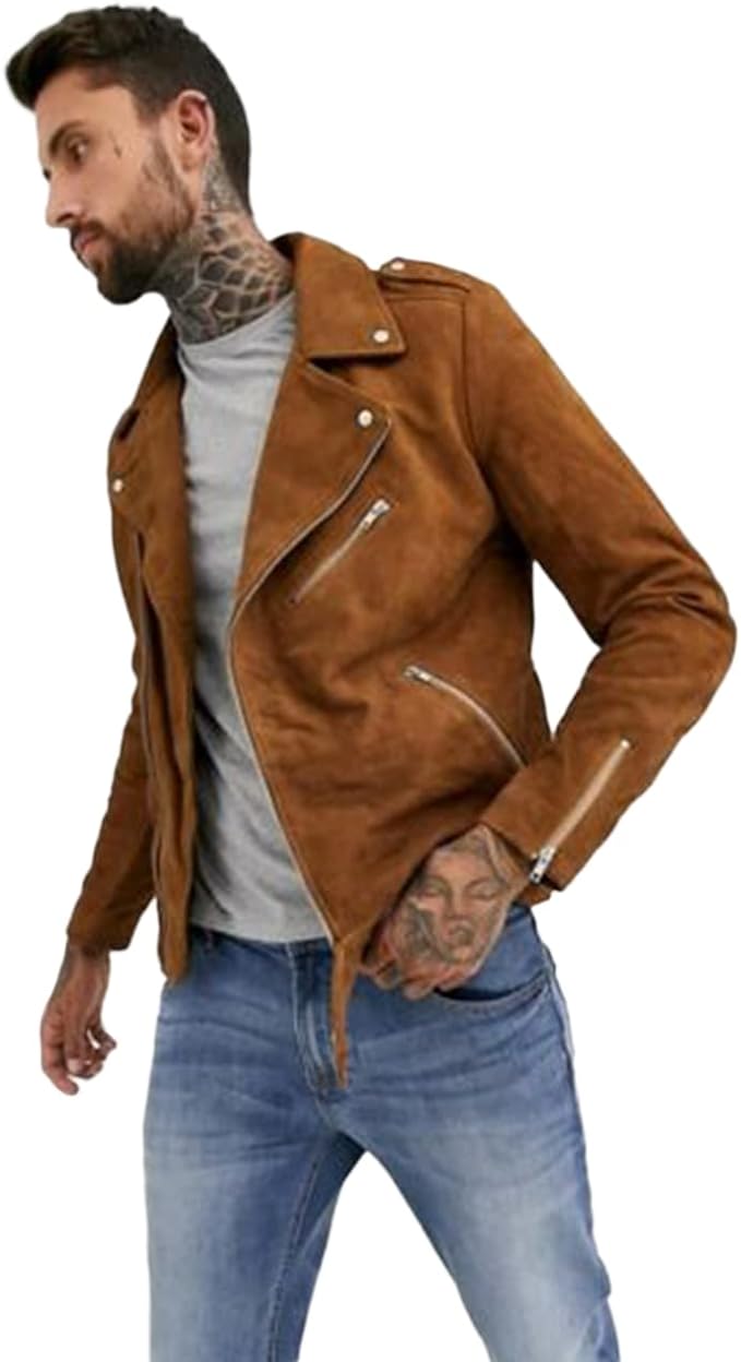 Brown Suede Biker Jacket