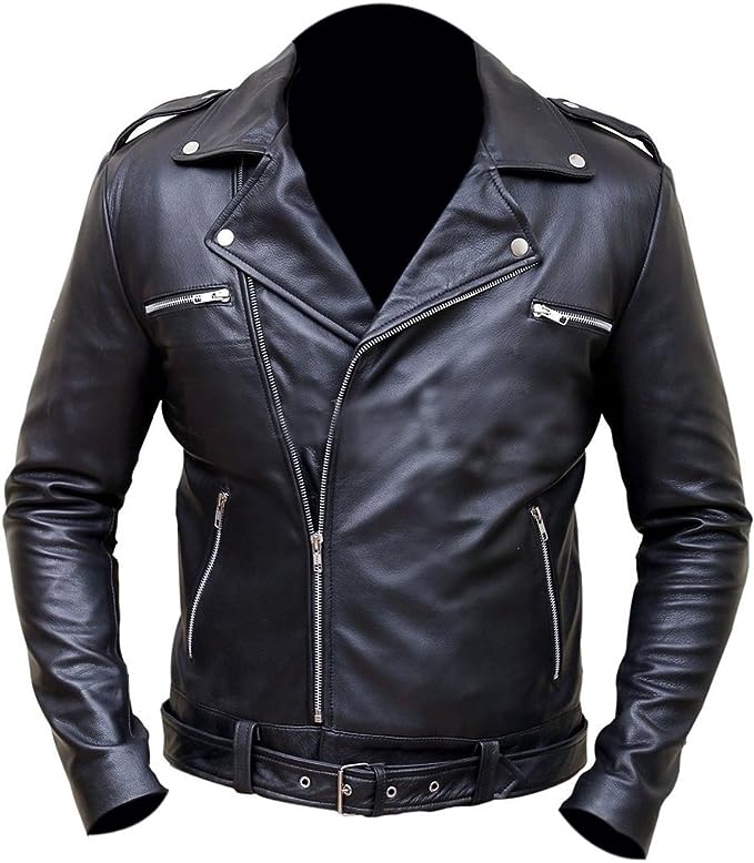 Men's Black Leather Biker Jacket