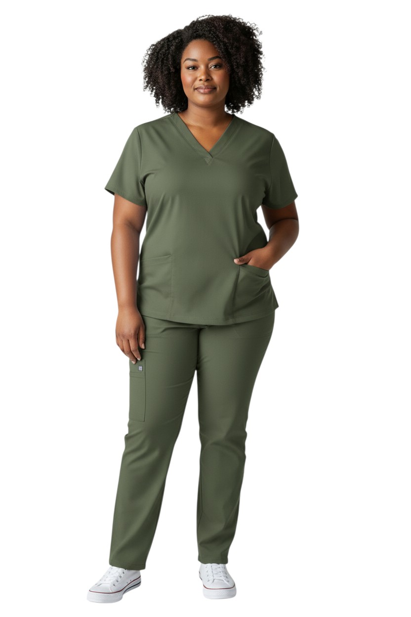 Traje quirurgico verde militar