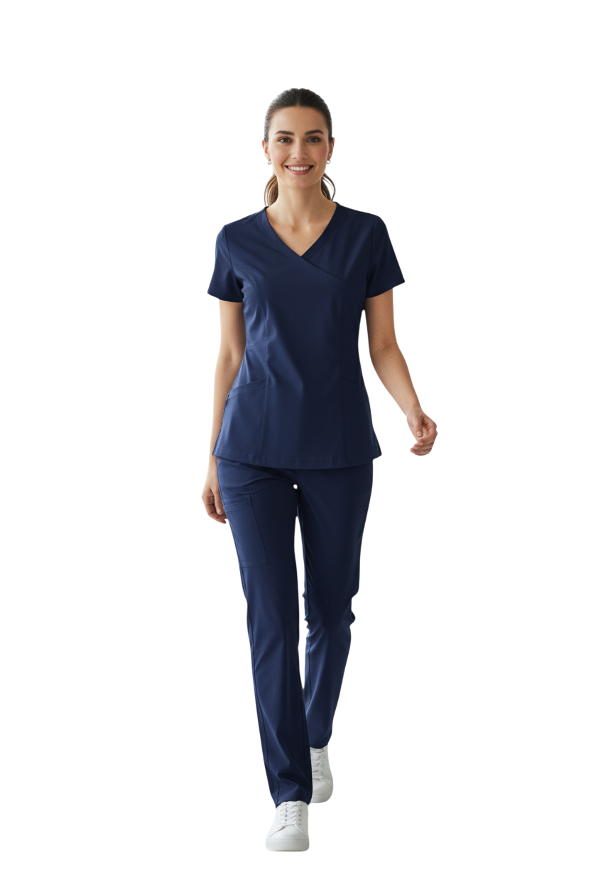 Conjunto de uniforme medico estilo cruzado