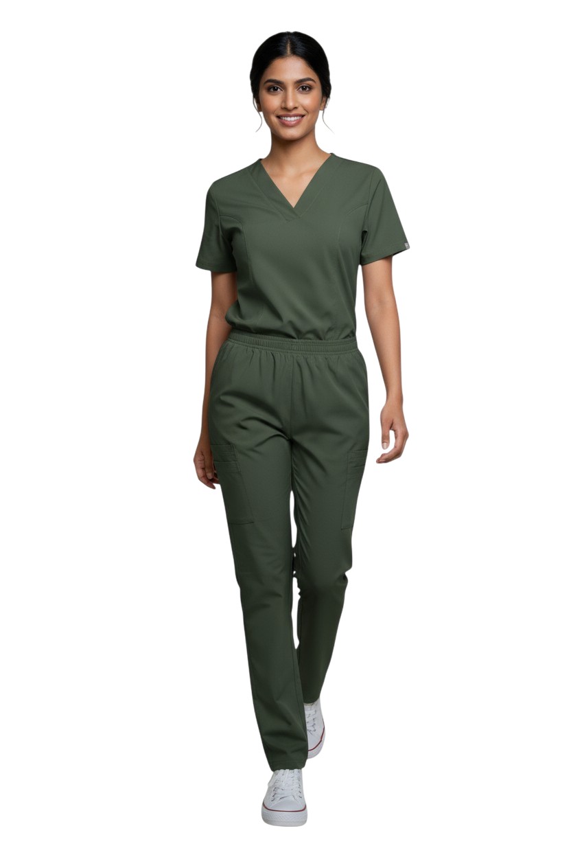 Traje quirurgico verde militar