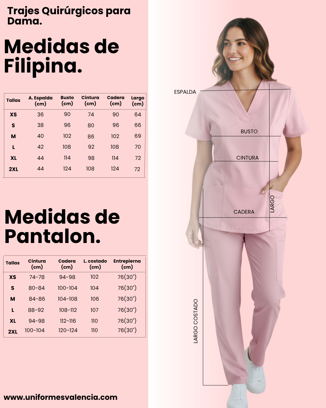 Conjunto de uniforme médico rosa pastel