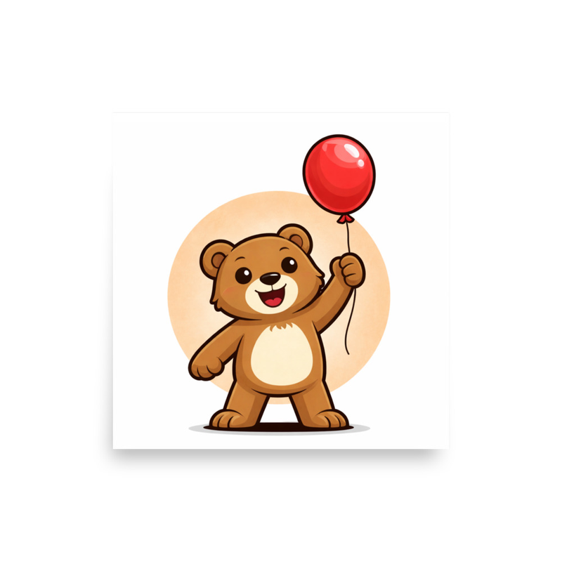 Bear Balloon Art Print