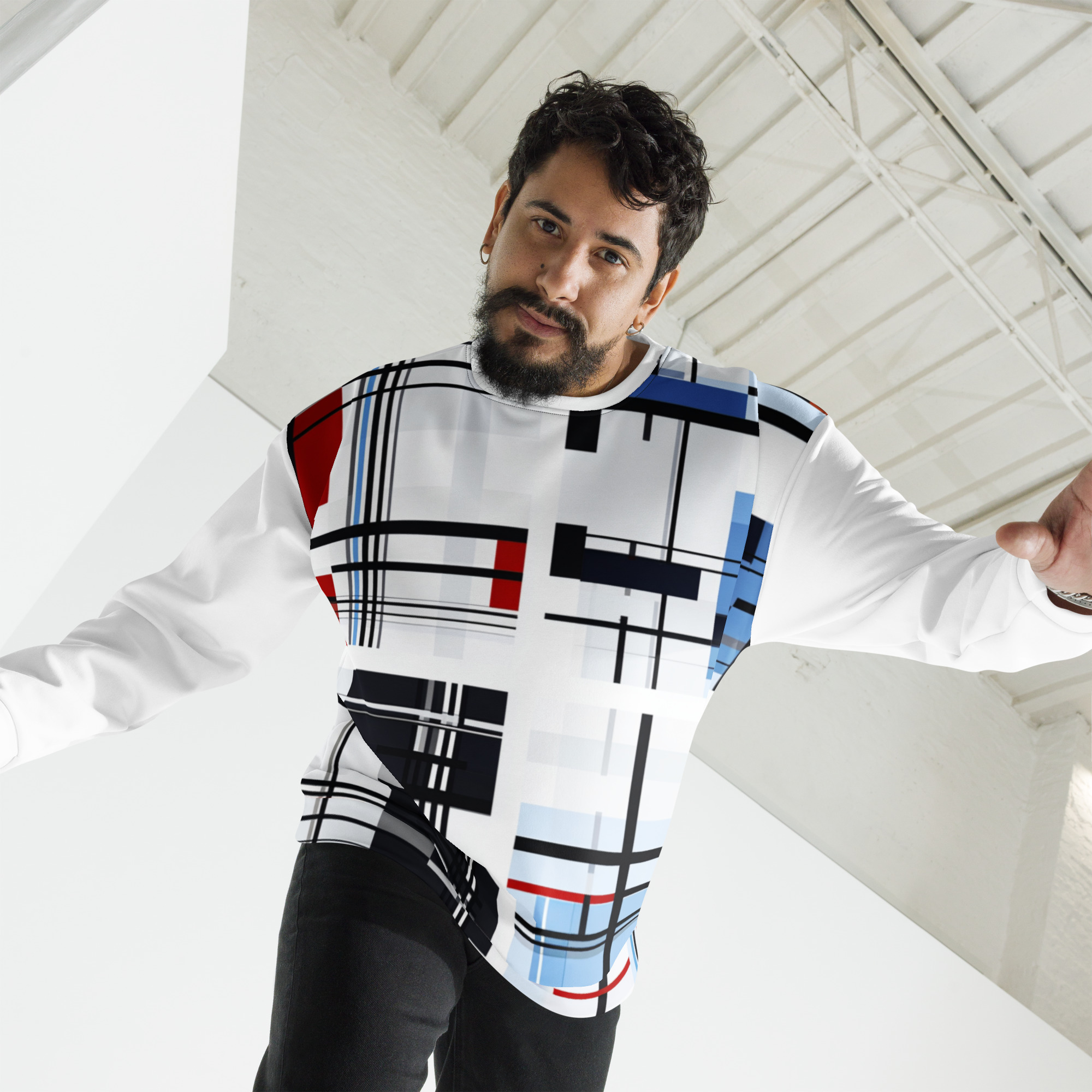 Geometric Pattern Long Sleeve Sweatshirt