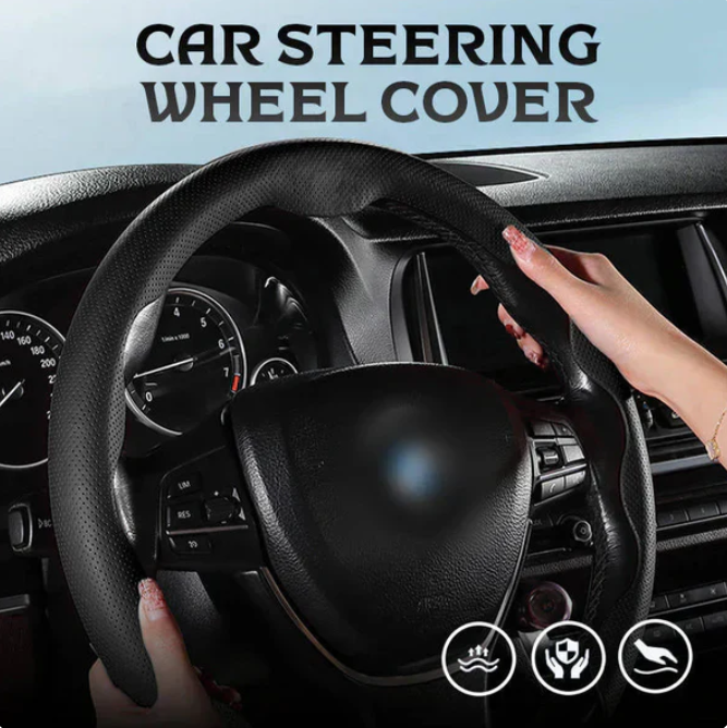 Nexi Customized Car Logo Breathable Ultra-thin 5D Leather & Carbon Car Steering Wheel Cover Universal Fit