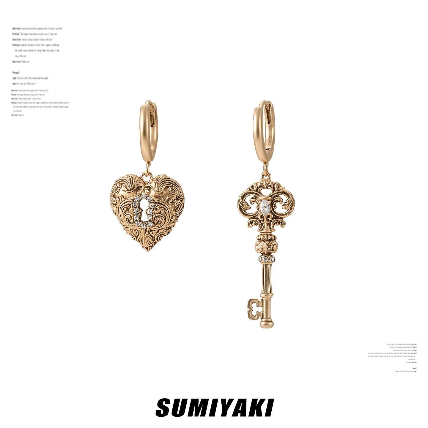 Heart & Key Dangle Earrings