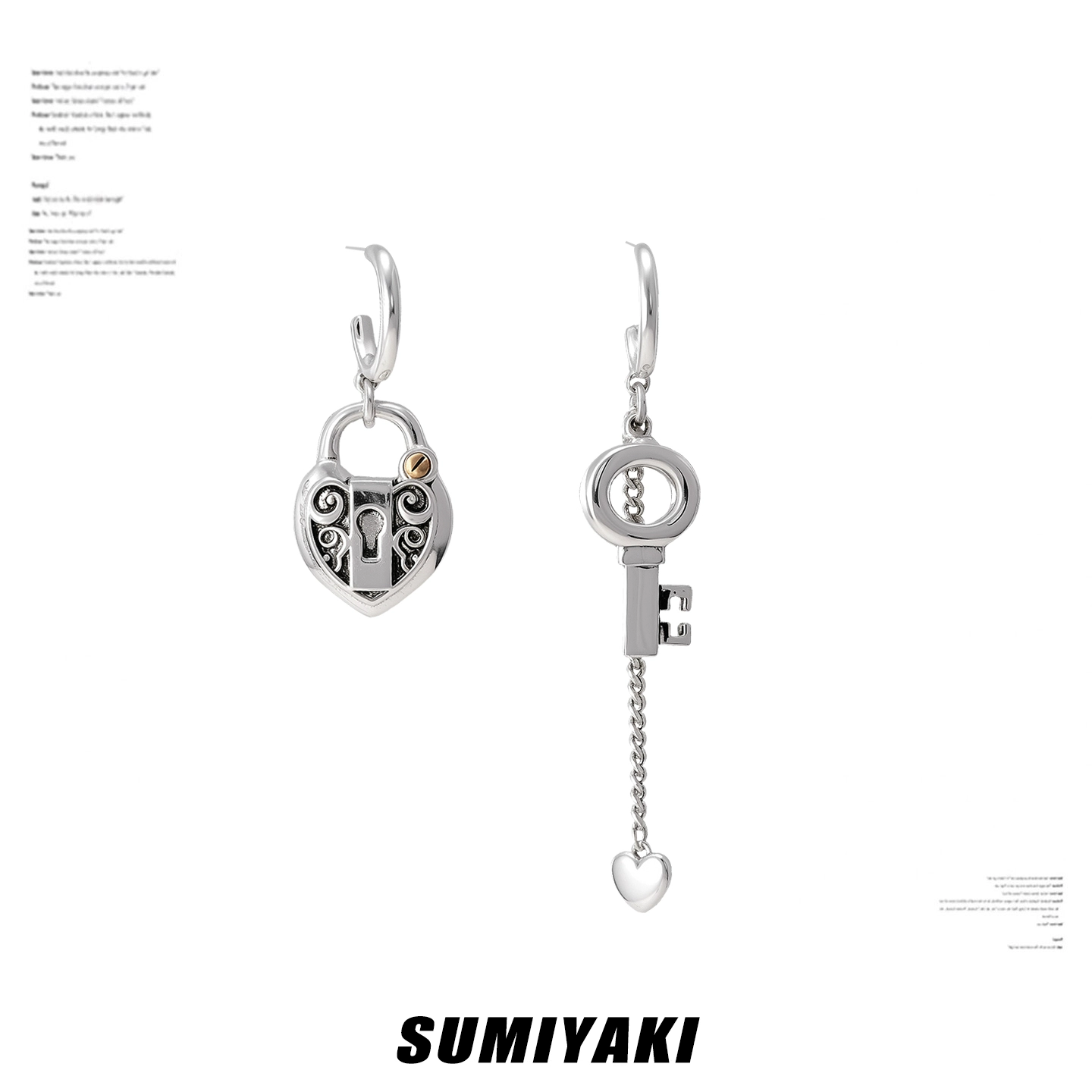 Silver Lock & Key Chain Earrings