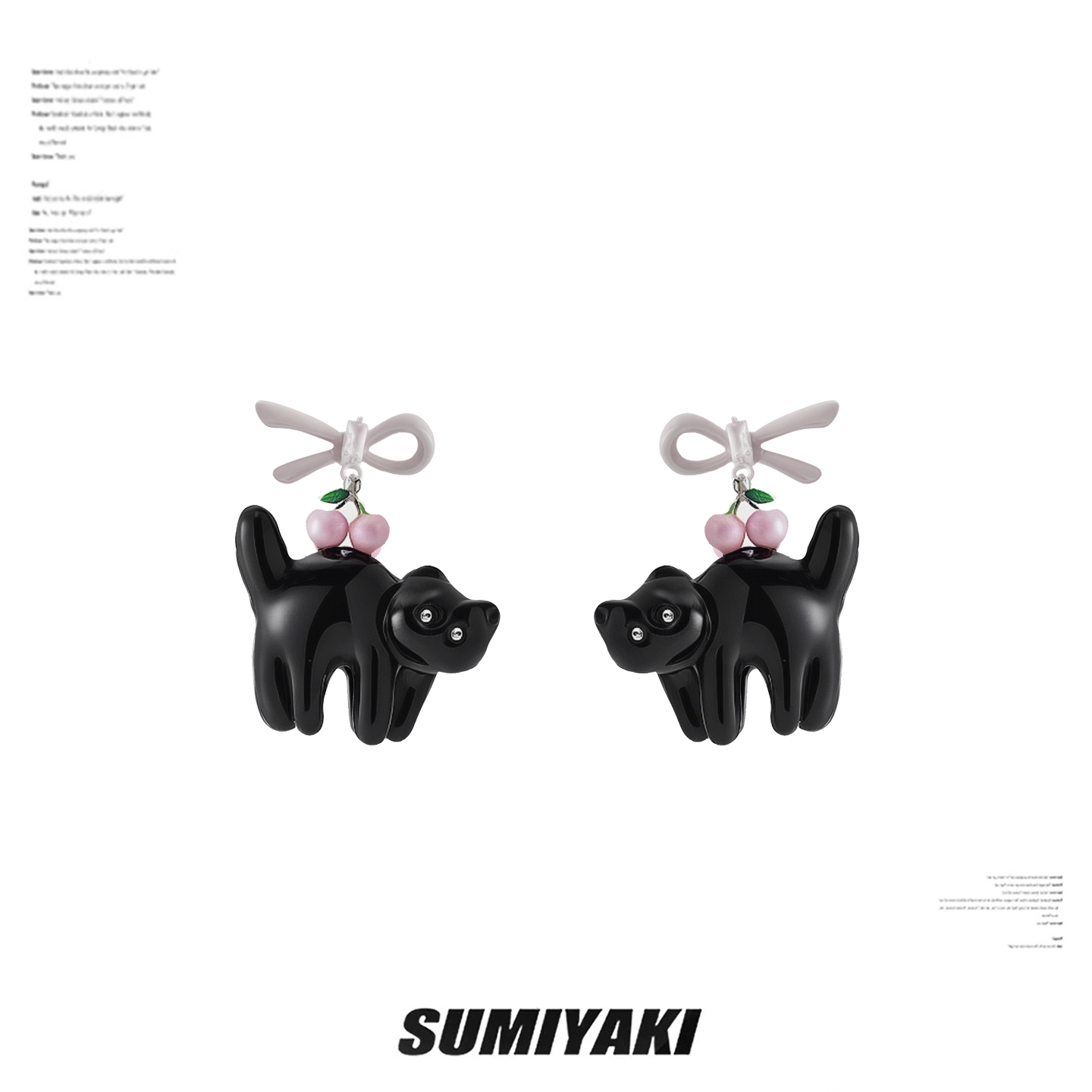Sweet Cherry Black Cat Earrings