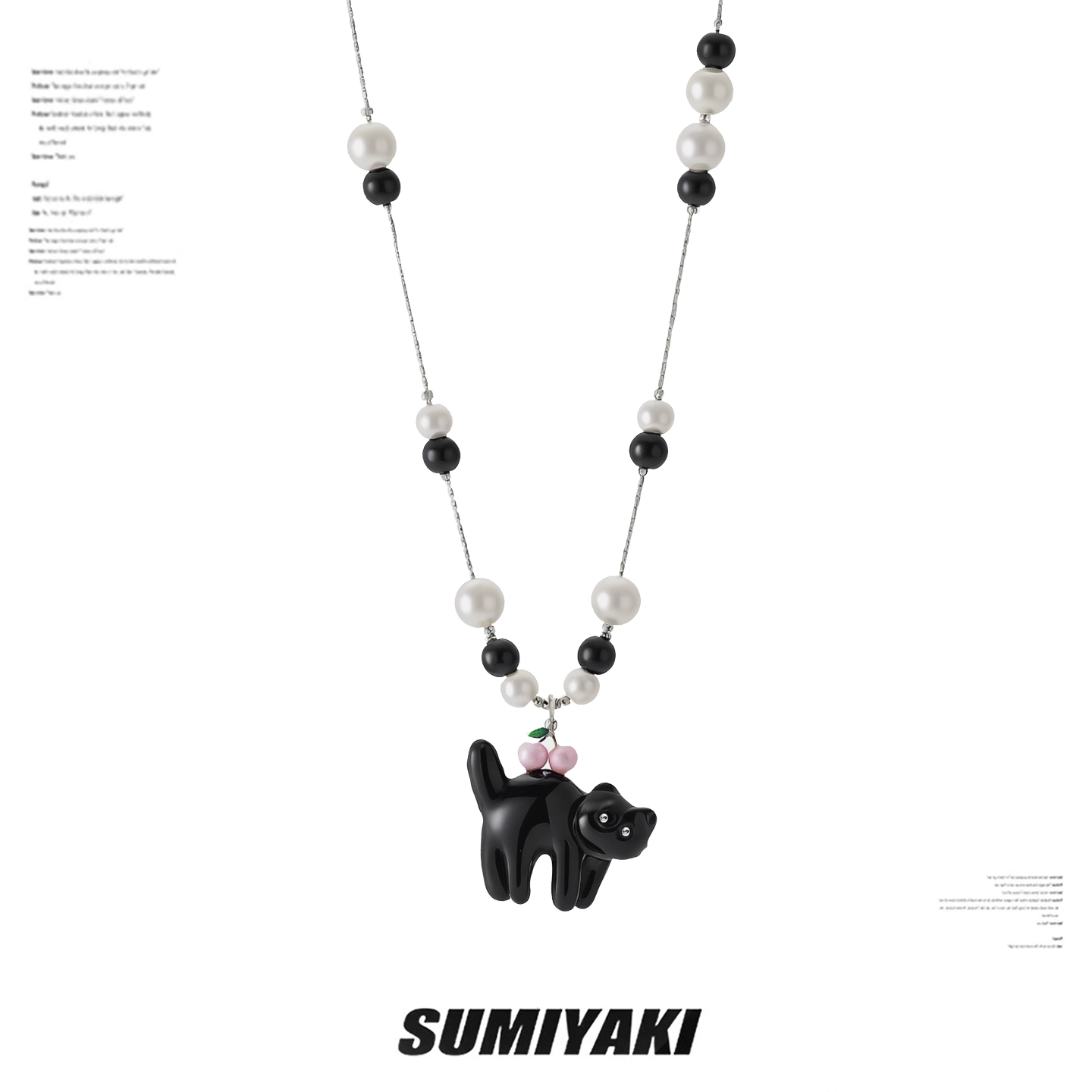 Sweet Cherry Black Cat Necklace