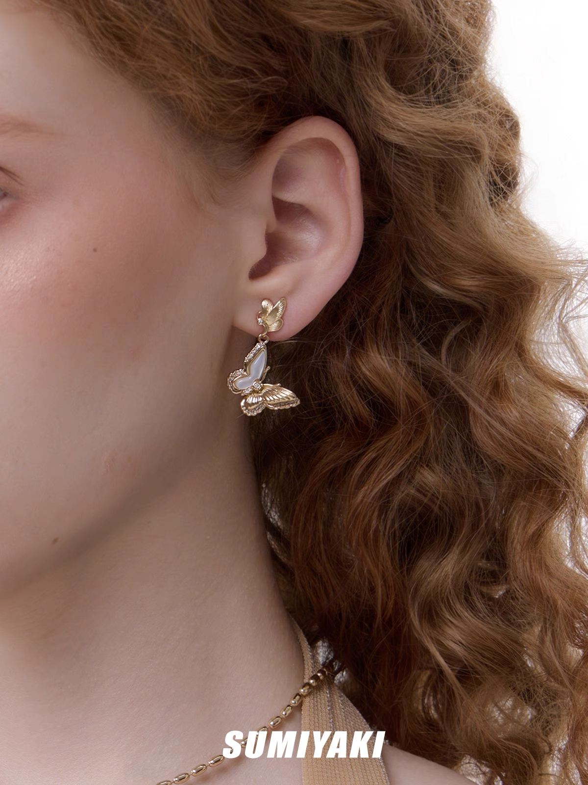 Golden Butterfly Drop Earrings