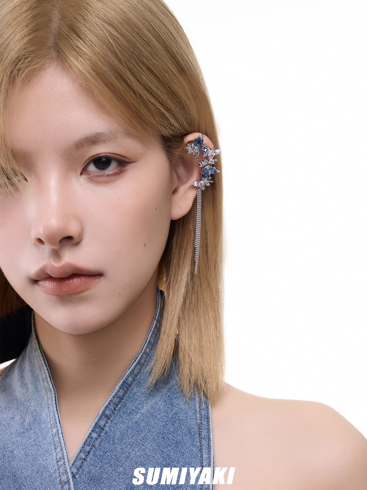 Glacial Butterfly Tassel Ear Cuff